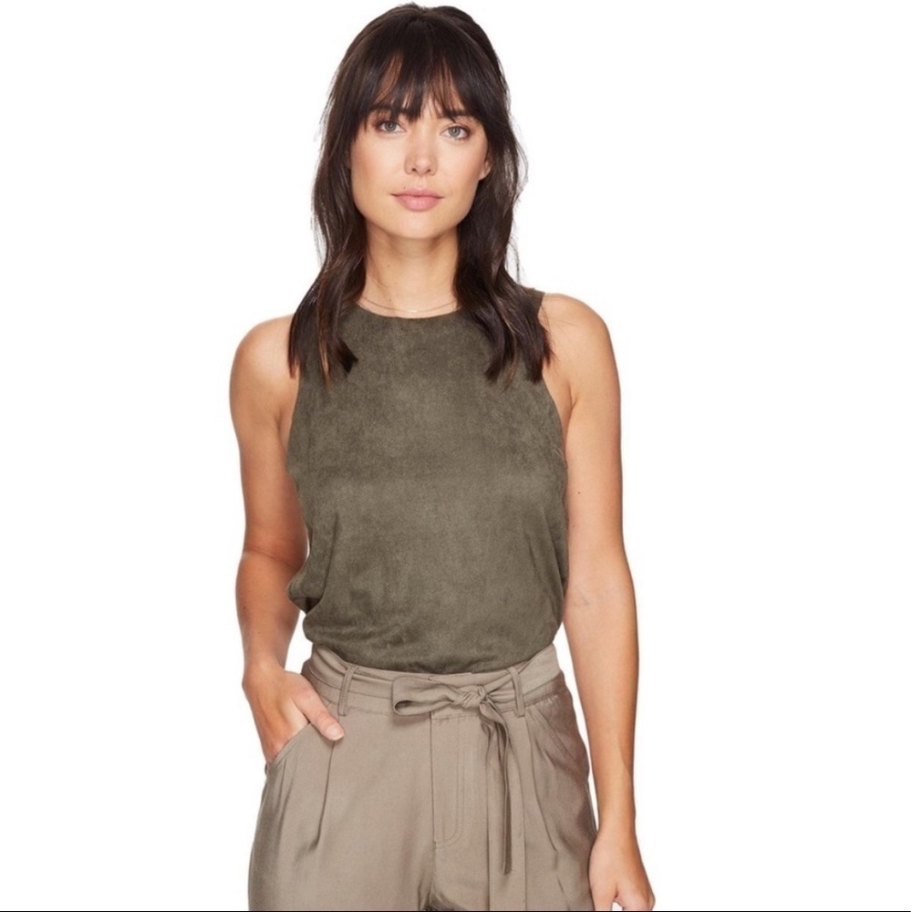 BISHOP + YOUNG Paulina Faux Suede Olive Tank Top